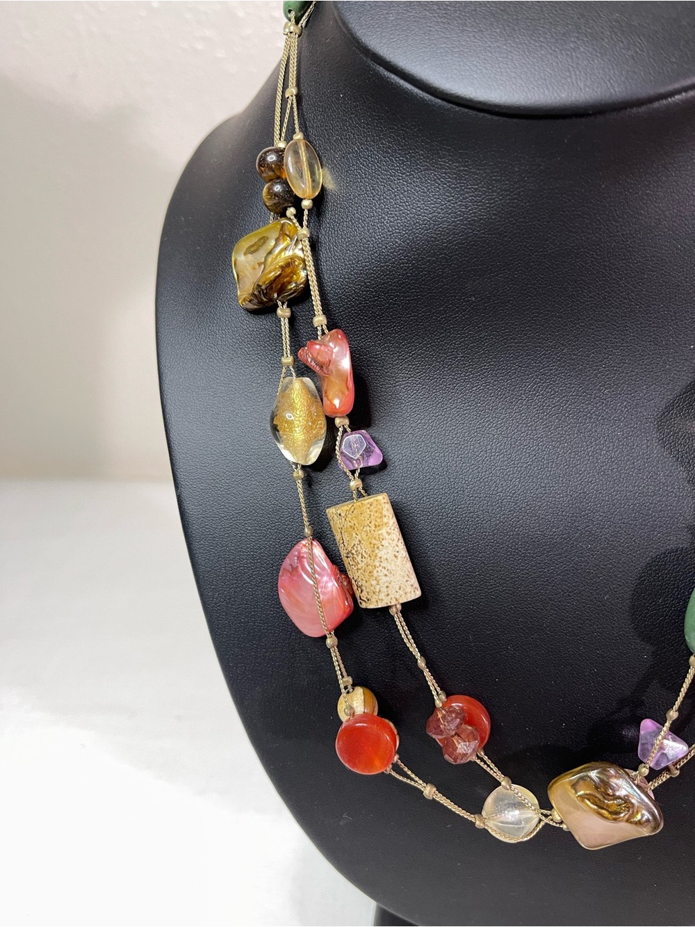 Lia Sophia Multi-Color Multi-Shape Shells & Stones Gold Tone Chain Necklace - Picture 9 of 9